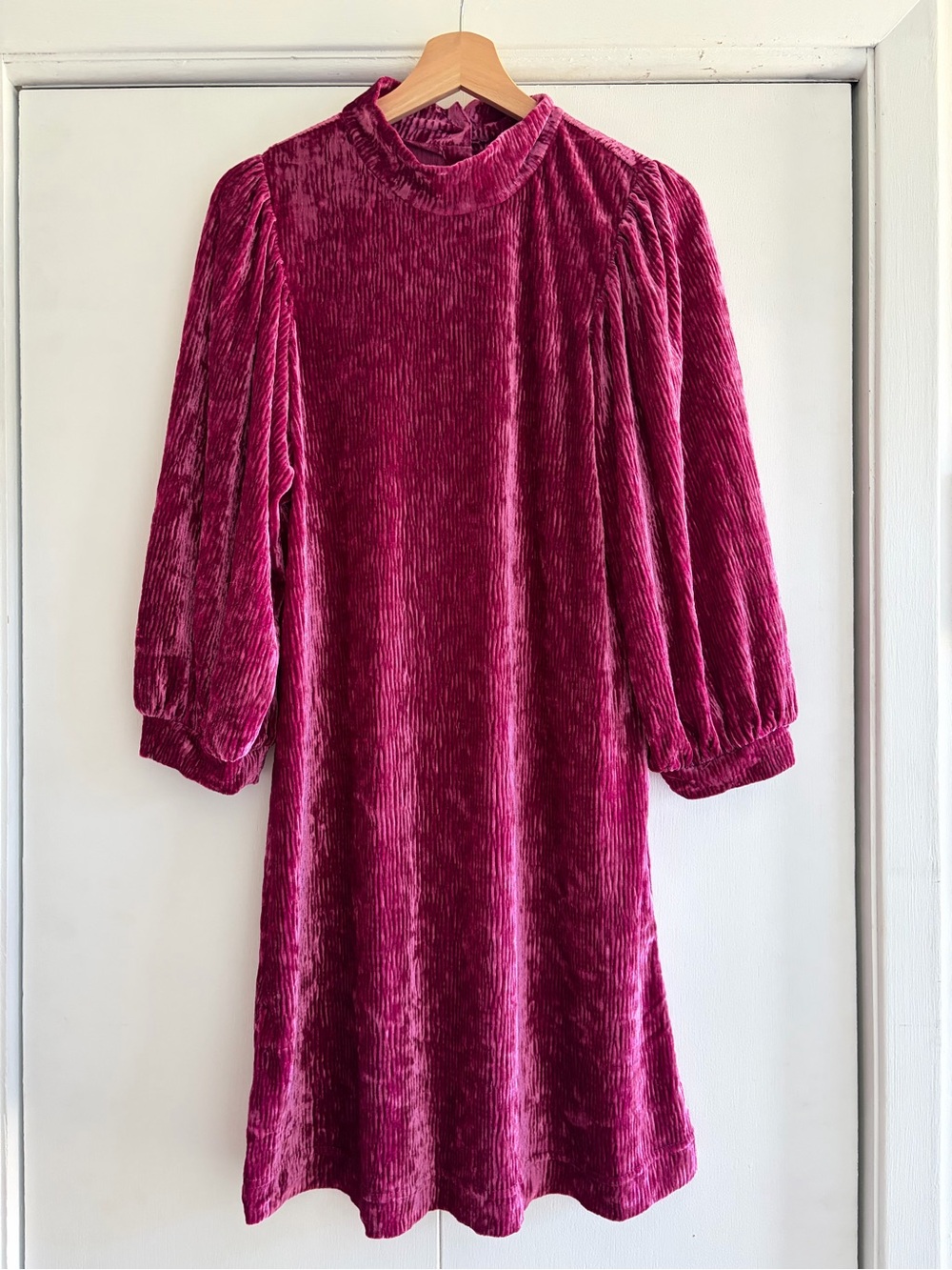 Oliver Bonas Velvet Puff-Sleeve Mini Dress - Picture 3 of 4